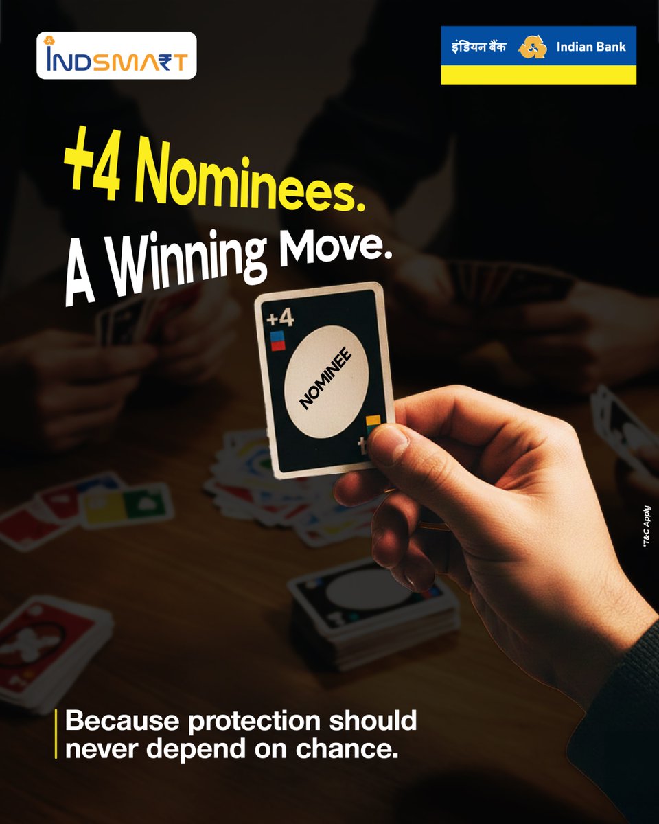 MyIndianBank's tweet image. A smart move today secures tomorrow. Add up to 4 nominees to your account and ensure your loved ones are always protected. Because life is unpredictable, but your planning doesn’t have to be.

#IndianBank #Nominee