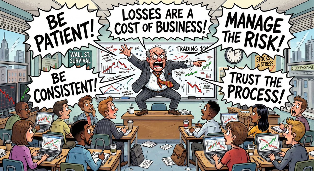 Every piece of advice the trading industry gives you is missing the same thing.

"Be patient."
"Losses are the cost of doing business."
"Manage your risk."
"Stay consistent."
"Trust the process."

These are repeated so often they sound like universal truths.

They are not.

Every