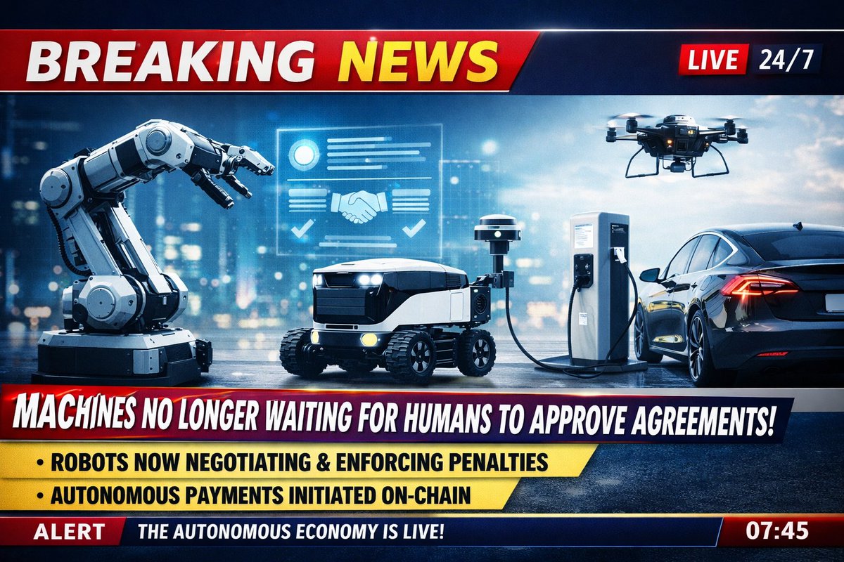 The next economy won’t be human-to-human.
It’ll be machine-to-machine.
<a href="/konnex_world/">Konnex</a> isn’t just enabling robot-to-robot contracts.
It’s building the infrastructure for a permissionless autonomous economy, where machines collaborate, transact, and settle value independently.