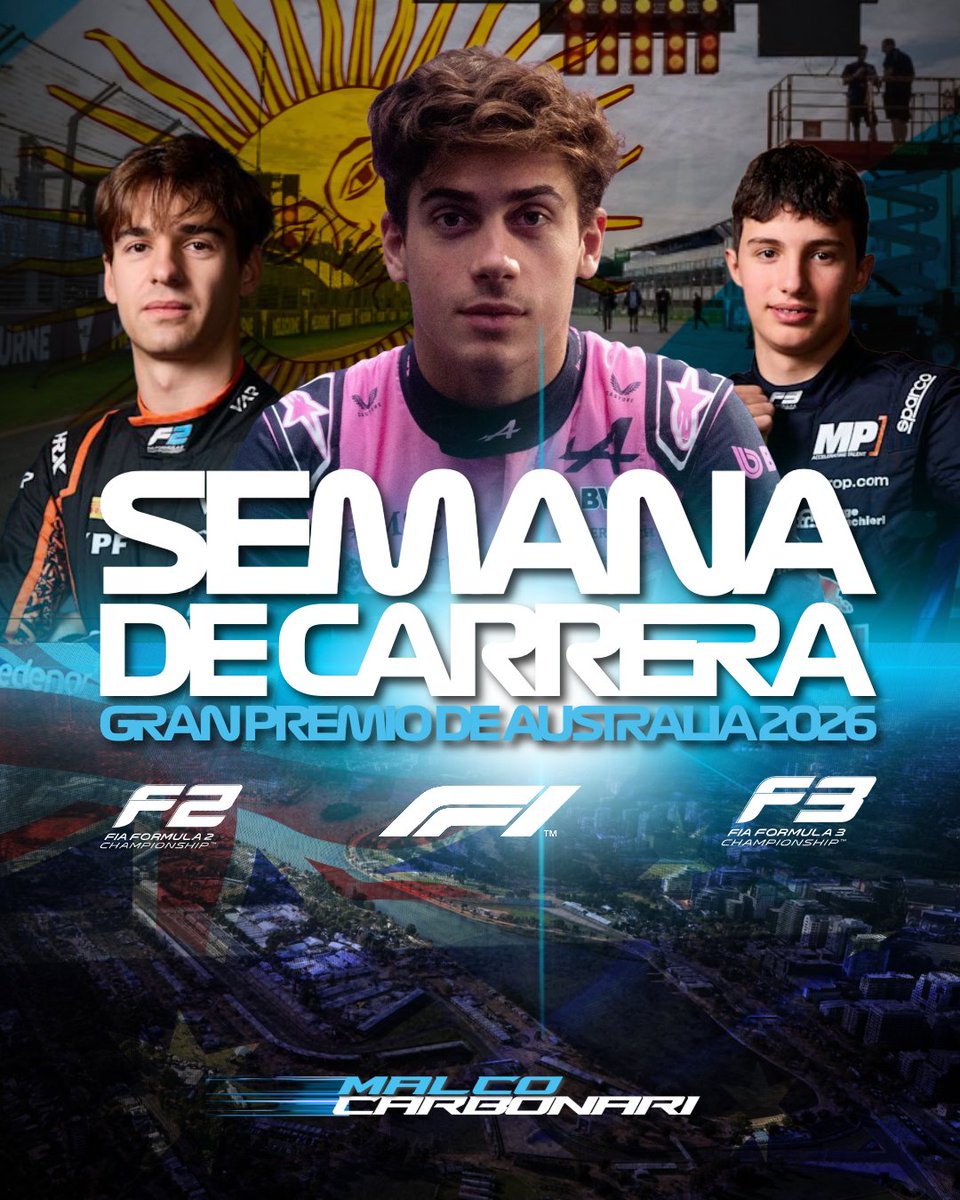 SEMANA DE CARRERA X3

Franco Colapinto volverá a la pista este fin de semana con el Gran Premio de Australia para comenzar su primera temporada completa de Formula 1

Y Franco estará bien acompañado en el paddock porque debutarán Nicolás Varrone en F2 y Mattia Colnaghi en F3