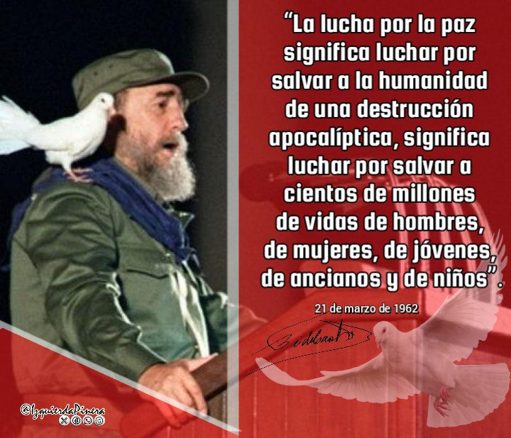 "Revolución es sentido del momento histórico; es cambiar todo lo que debe ser cambiado."
El ejemplo del Comandante nos guía en la lucha por la dignidad y la paz de nuestros pueblos.
¡Hasta la victoria siempre!
#100AñosConFidel #IzquierdaPinera
