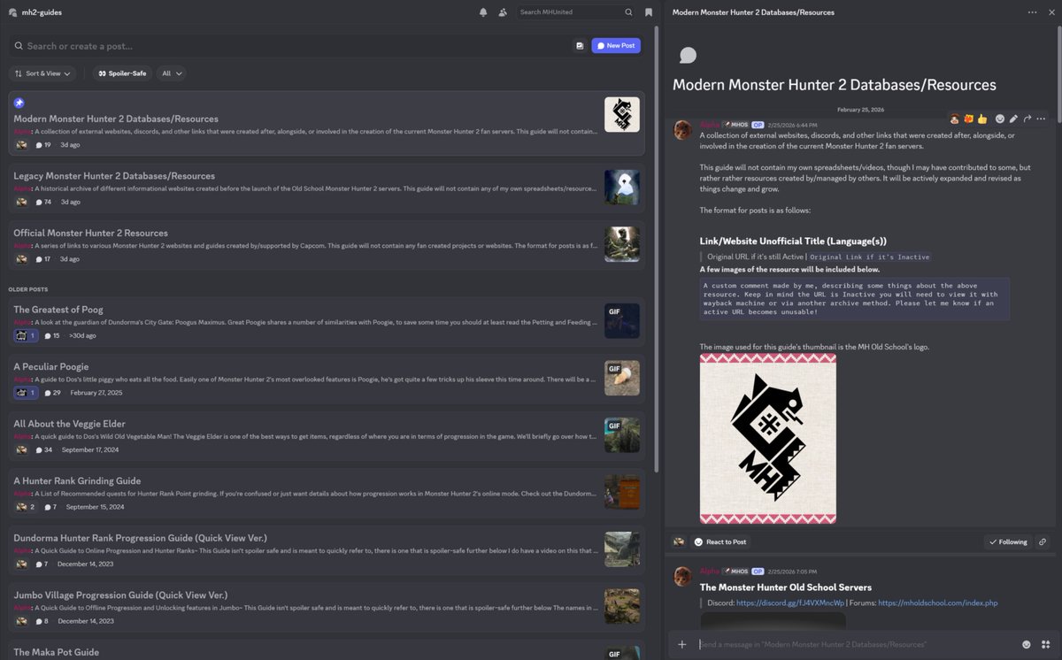 mhuTweets's tweet photo. If you’re looking for info on Monster Hunter 2, or want to explore it���s history and the history of various fan made resources over the last two decades: I’ve created some brand new archives for them in the Discord! (Link Below)

Currently more than 50 different resources on it~ https://t.co/HtDC9eK0dS