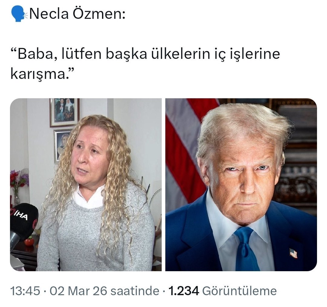 Abla senin damarlarından iyi niyet akıyor, Trump’ ın kızı olman mümkün değil.