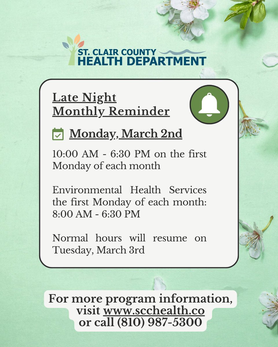 St. Clair County Health Department MI (SCCHD) tweet media