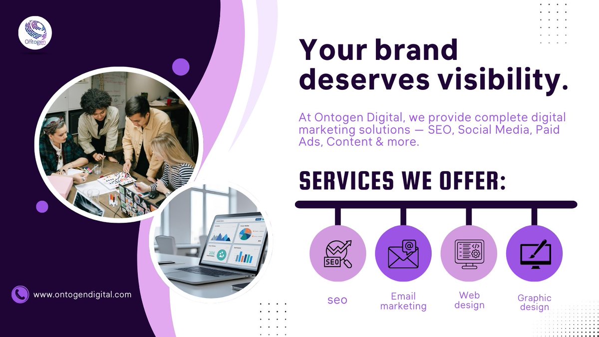 Ontogen_Digital's tweet photo. We help brands grow online with data-driven digital marketing strategies.
SEO, social media, paid ads &amp; content — all under one roof. 🚀
.
#DigitalMarketing #MarketingAgency #SEO #PaidAds #SocialMediaMarketing #OnlineGrowth #BrandGrowth https://t.co/LVjRWFcaw7