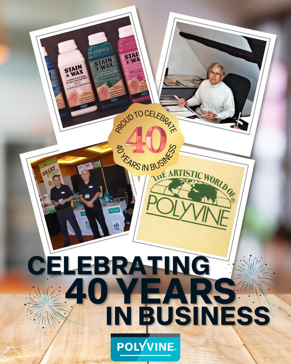 Polyvine's tweet image. We are SO excited...tomorrow marks 40 years in business for Polyvine!  A big day for us! 🎉🎉

#polyvine #polyvinevarnish #40thbirthday #polyvine40