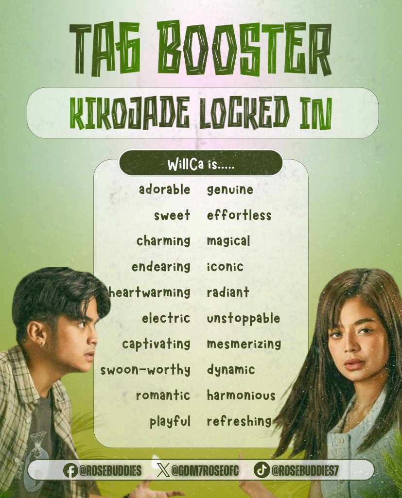 gdm7roseofc's tweet photo. 𝐓𝐀𝐆 𝐁𝐎𝐎𝐒𝐓𝐄𝐑 𝟏

Reply "WillCa is....." with our official tagline

GOAL: 500 REPLIES

❗️— REMINDERS
1. Avoid use of all caps, numbers, duplicate tags, and blank posts
2. Use at least 3 words per post
3. Reqoute, Retweet, Reply
4. Include pictures, gifs, or videos

KIKOJADE LOCKED IN
#WillCa #WillAshley #BiancaDeVera
@willashley05 @biancadeveraa