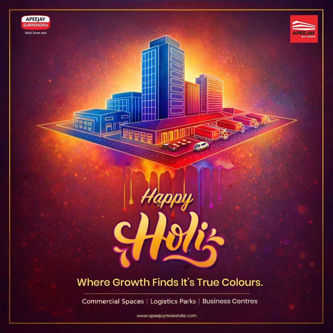 ApeejayRE's tweet photo. This Holi, we celebrate more than colours — we celebrate growth, momentum &amp; new beginnings. At Apeejay Real Estate, every space is designed to power performance, efficiency &amp; expansion.Let your business take on new colours of success. #ApeejayRealEstate #HappyHoli https://t.co/fVYaCviWFN