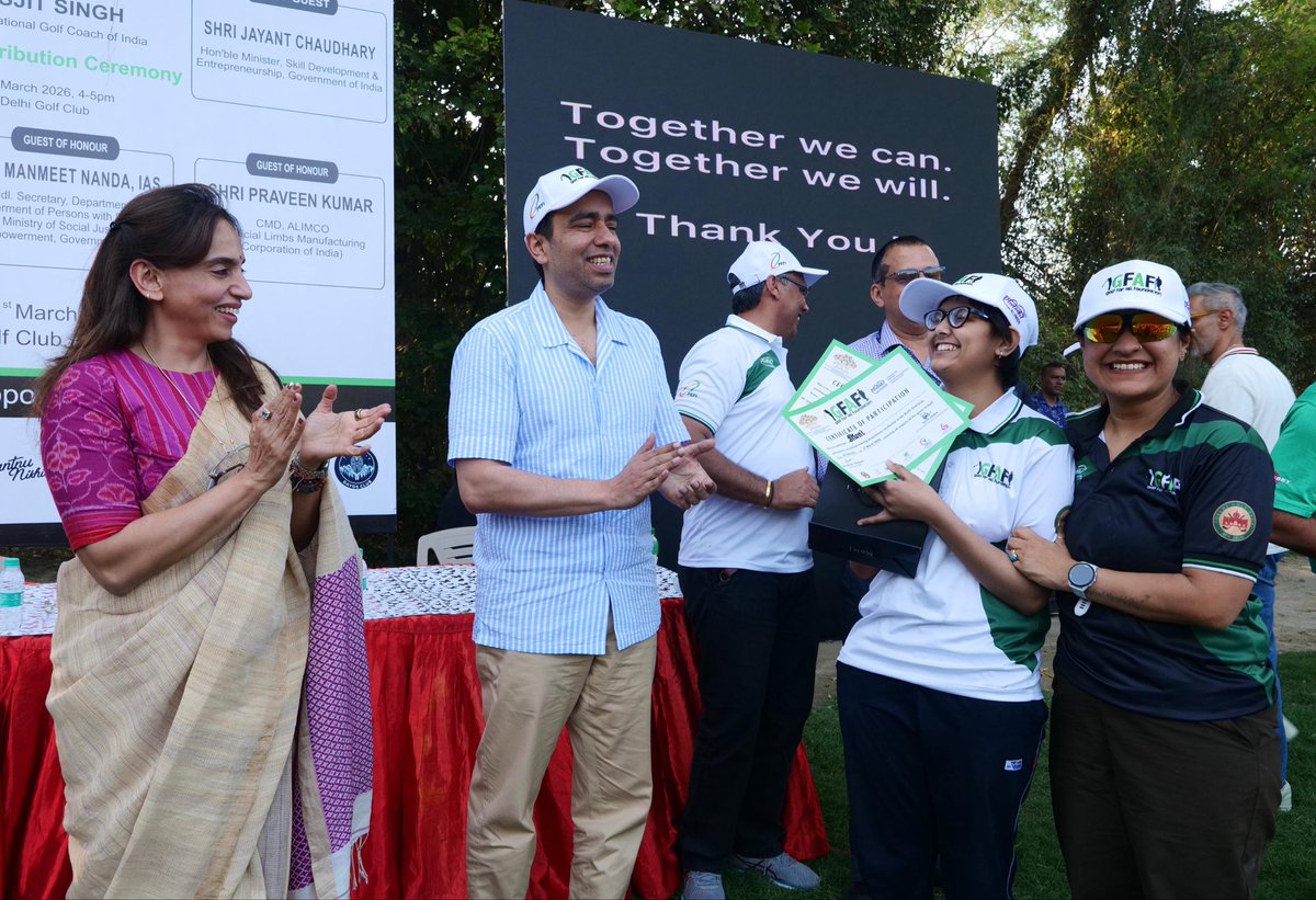 jayantrld's tweet photo. Met some super golfers today in the Golf For All Inclusive Skill Training Camp 2.0 held at the Delhi Golf Club, and witnessed how sport emerges as a space for confidence, dignity and shared purpose. Moments like these remind us why sport is a great leveller and means for inclusion. 

@pefindia @ALIMCOHQ @socialpwds

#InclusionThroughSport #SportForAll