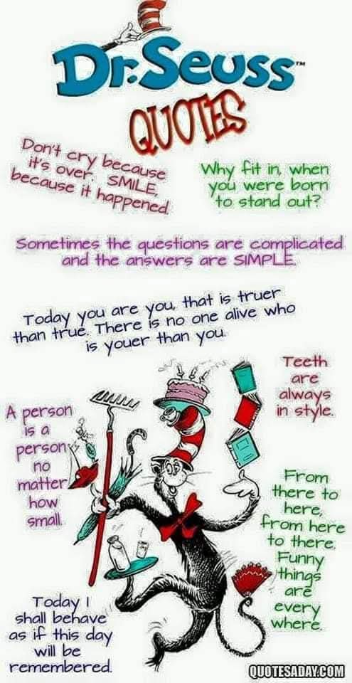 ABCforMH's tweet image. Happy Birthday to Dr Suess hes 1 of my guests I would invite to if you could invite any 7guests dead or alive to your dinnerparty Love his wonderful wisdom &amp;amp; weirdness He has taught me alot #bebrave #becurious #becreative #beuniquelyyou #letyoursparkleshine &amp;amp; #followyourdreams 🙃
