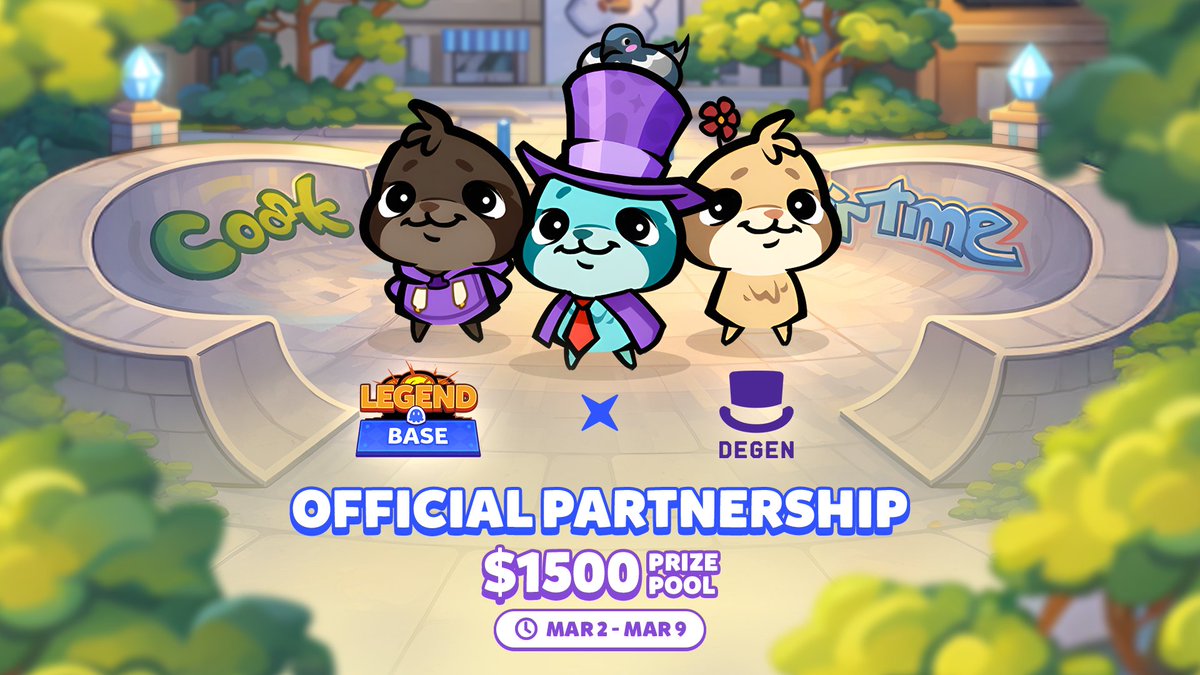 Legend of Base x Degen

The battlefield just got more degen.

We’re officially teaming up with <a href="/degentokenbase/">Degen 🎩</a> — the most iconic meme token on <a href="/base/">Base</a>, bringing one of the strongest onchain communities straight into Legend of Base.

And we’re not just announcing a collab.

We’re