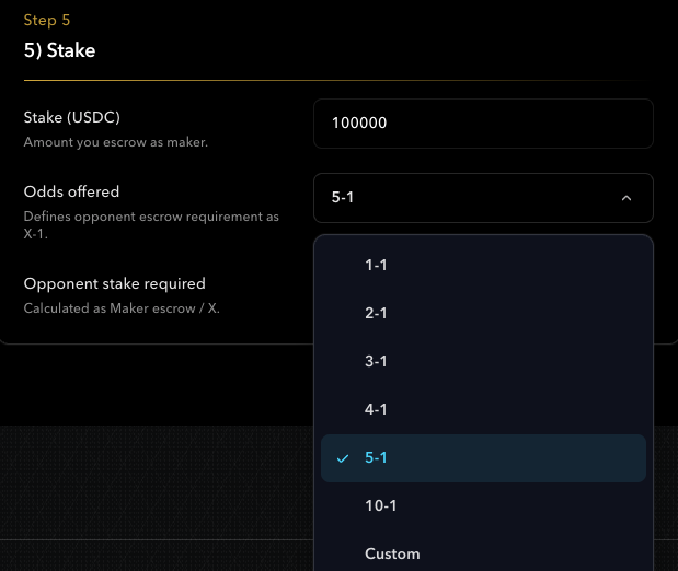 New feature added 🔥

Now you can give your opponents the odds of your choosing  

From 1-1 all the way to custom

People can say anything, but do they Wanna Bet?
