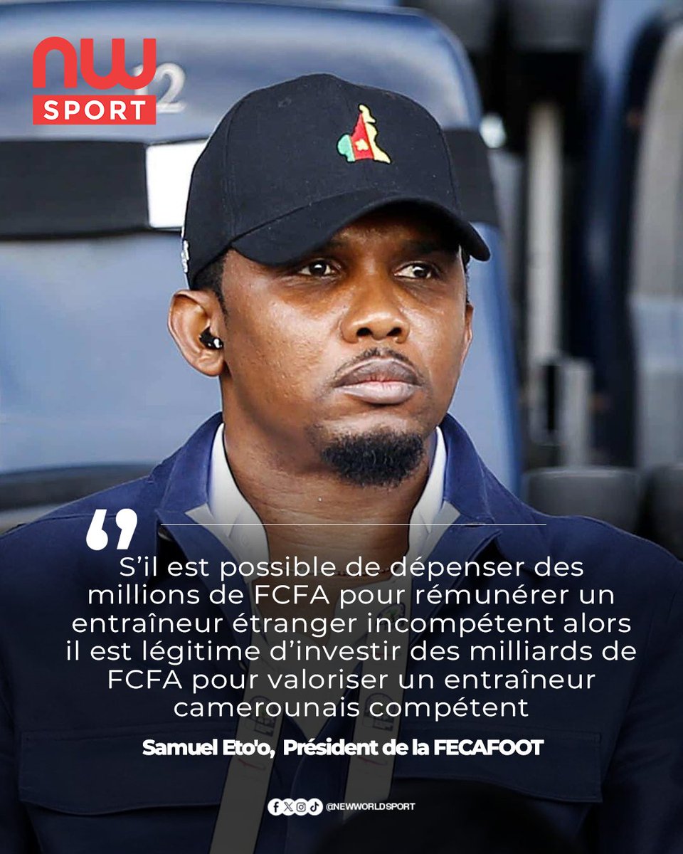 New_World_Sport's tweet photo. Samuel Eto’o réagi au renouvellement du contrat de David Pagou.

Partagez-vous son point de vue ?

#newworldsport #infosport #sports https://t.co/xtPDBXce91