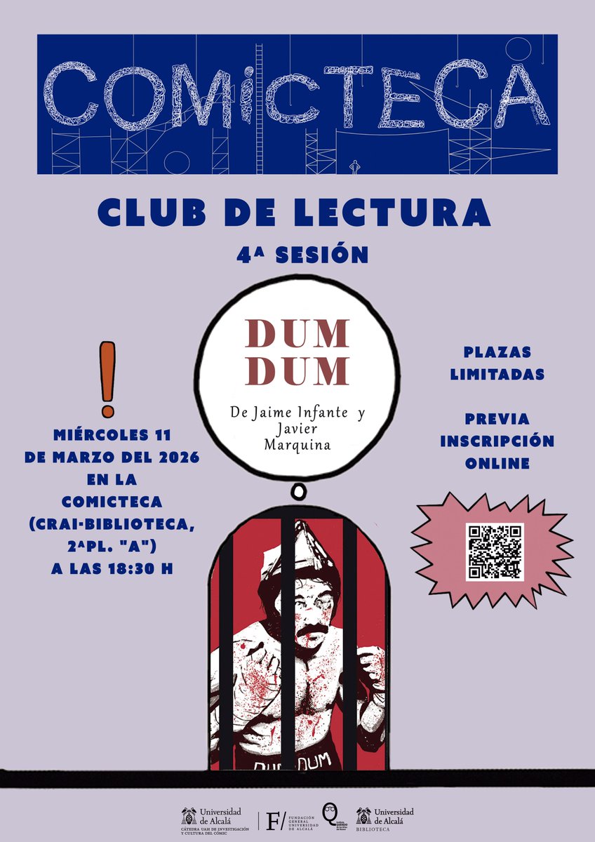 iq_humor's tweet photo. 4ª Sesión de nuestro Club de Lectura📚

Esta vez vamos a analizar "DUM DUM" de Jaime Infante y Javier Marquina, quienes toman como base la obra «Mear Sangre» de Dum Dum Pacheco.

¡No podéis faltar! 😊 https://t.co/oGsDNZs8NM