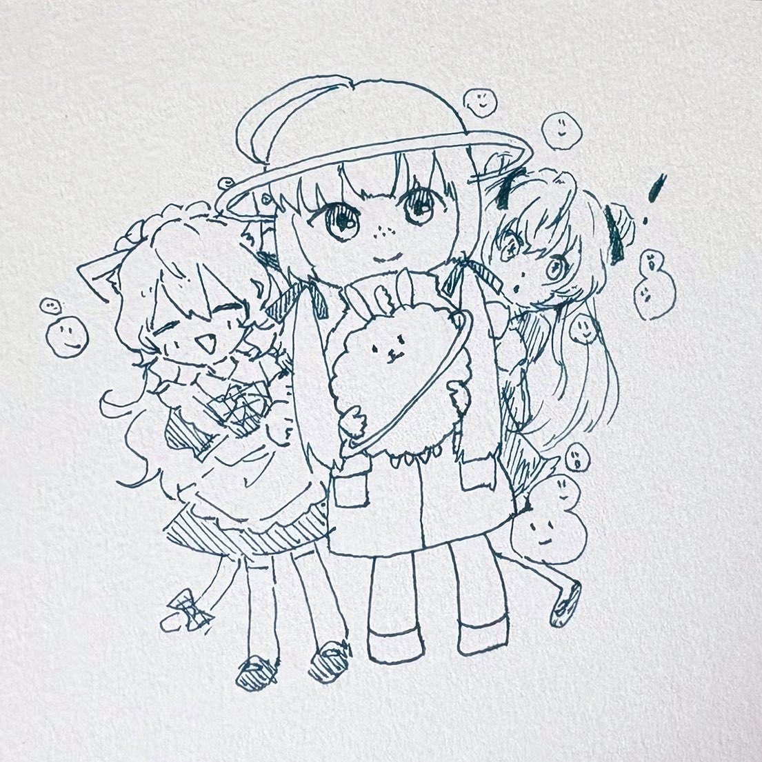 「すておはおん(サークル名)で旅行に行って みんなで合作で創作ちゃん描いた」|いちは🥣例大祭う15aのイラスト