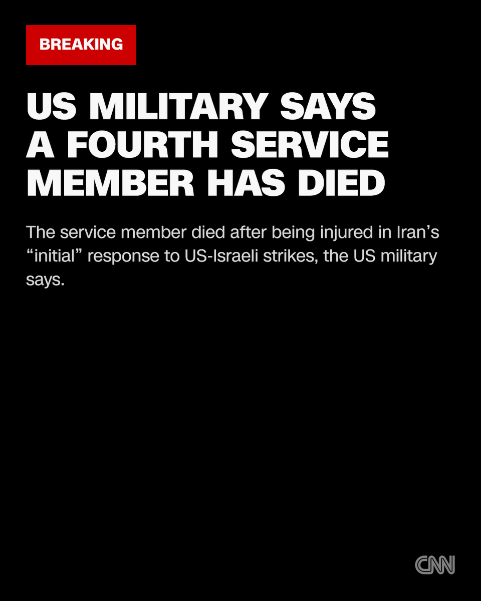 US military says a fourth service member died after being injured in Iran's "initial" response to US-Israeli strikes. Follow live updates.
cnn.it/4u92v5y