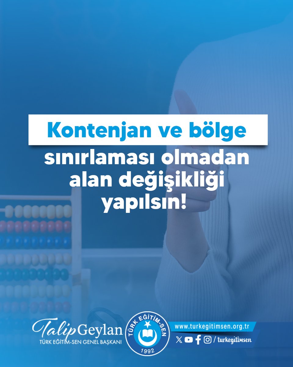 KONTENJAN VE BÖLGE SINIRLAMASI OLMADAN ALAN DEĞİŞİKLİĞİ YAPILSIN!
turkegitimsen.org.tr/kontenjan-ve-b…