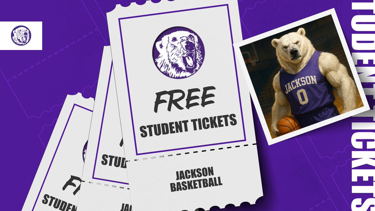 PurpleNGoldCrew's tweet photo. It’s Tournament Time Jackson🚨 JHS students get your FREE tickets to Tuesday’s game in the Main office!! #GoBears 🐻‍❄️🏀 https://t.co/TGgI4jAlzi