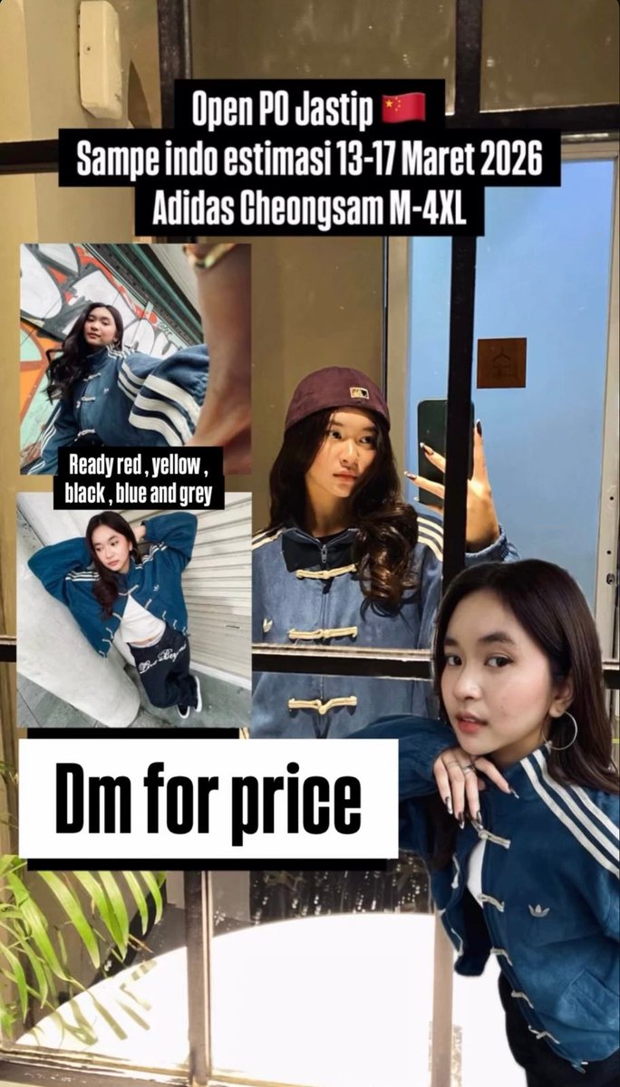 NovitaAlfiantii's tweet photo. Open jastip adidas cheongsam atau adidas oasis, yuk yg mau bisa banget langsung dm aja ya, harga terjangkau, bisa dp dulu full payment saat barang sudah datang🥰 https://t.co/h4AdPM8SI9