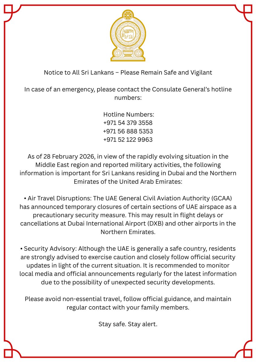 Sri Lanka Consulate General in Dubai tweet media