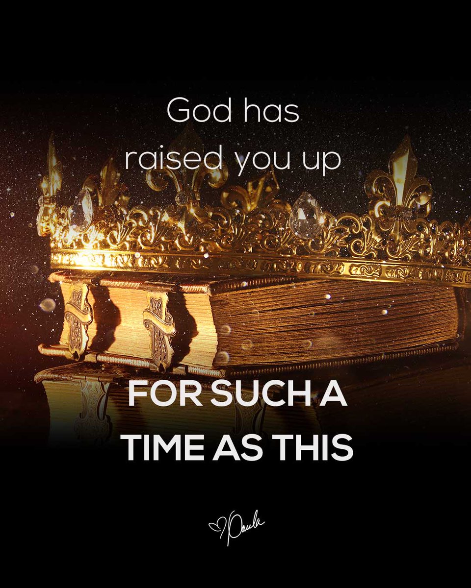 Paula_White's tweet photo. A person with a past can touch a God in the present to change the future! The question I want you to consider is: "Has God raised you up for such a time as this?”

Could it be that all the things you have gone through have been to position and equip you as a child of His Kingdom “for such a time as this?” (Esther 4)

Like Esther, it is your time. I proclaim that God is positioning and promoting you, right now!