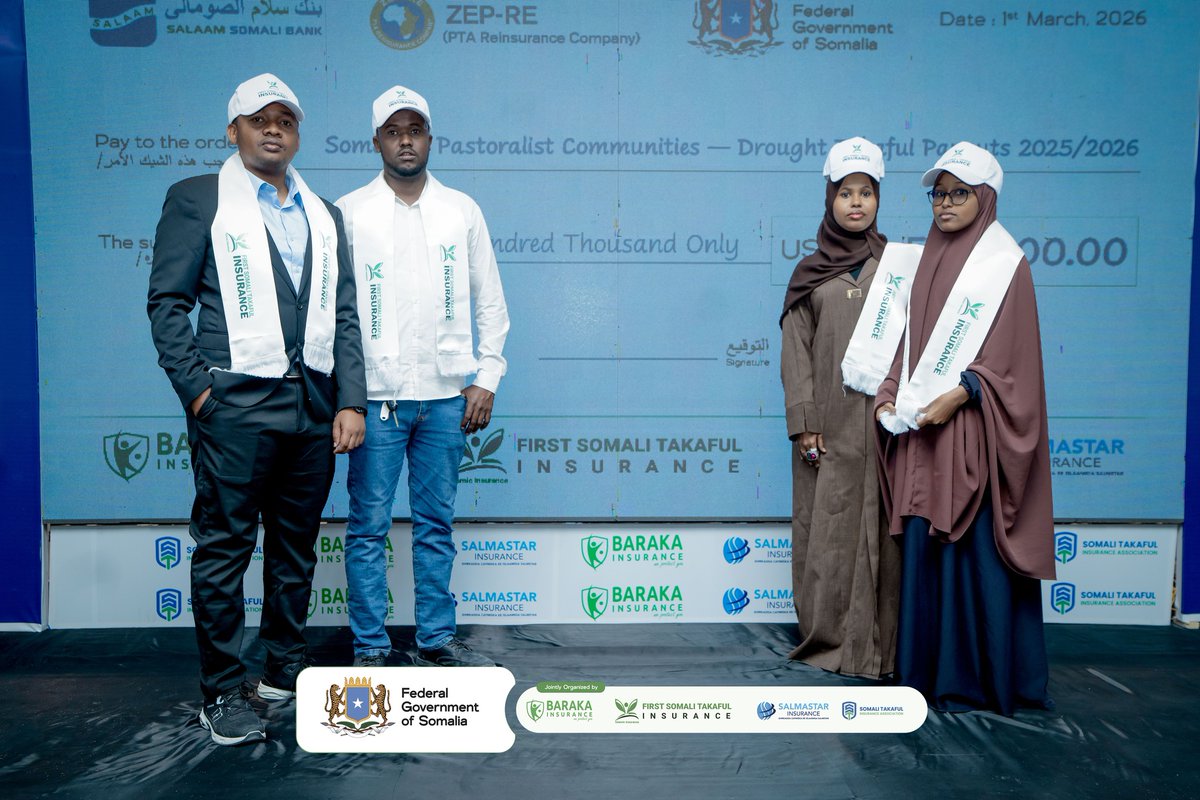 SomaliRe's tweet photo. We were proud to play a key role in the Livestock Insurance Program 2025–26 at the Drought Payout Ceremony. 

First Somali Takaful Insurance is committed to empowering Somali livestock herders. 

Thanks to the Federal Government, World Bank &amp; ZEP-RE.

#DroughtPayoutCeremony https://t.co/jKrmAMga9E