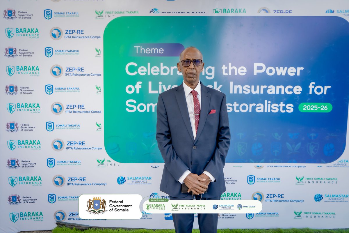 SomaliRe's tweet photo. We were proud to play a key role in the Livestock Insurance Program 2025–26 at the Drought Payout Ceremony. 

First Somali Takaful Insurance is committed to empowering Somali livestock herders. 

Thanks to the Federal Government, World Bank &amp; ZEP-RE.

#DroughtPayoutCeremony https://t.co/jKrmAMga9E