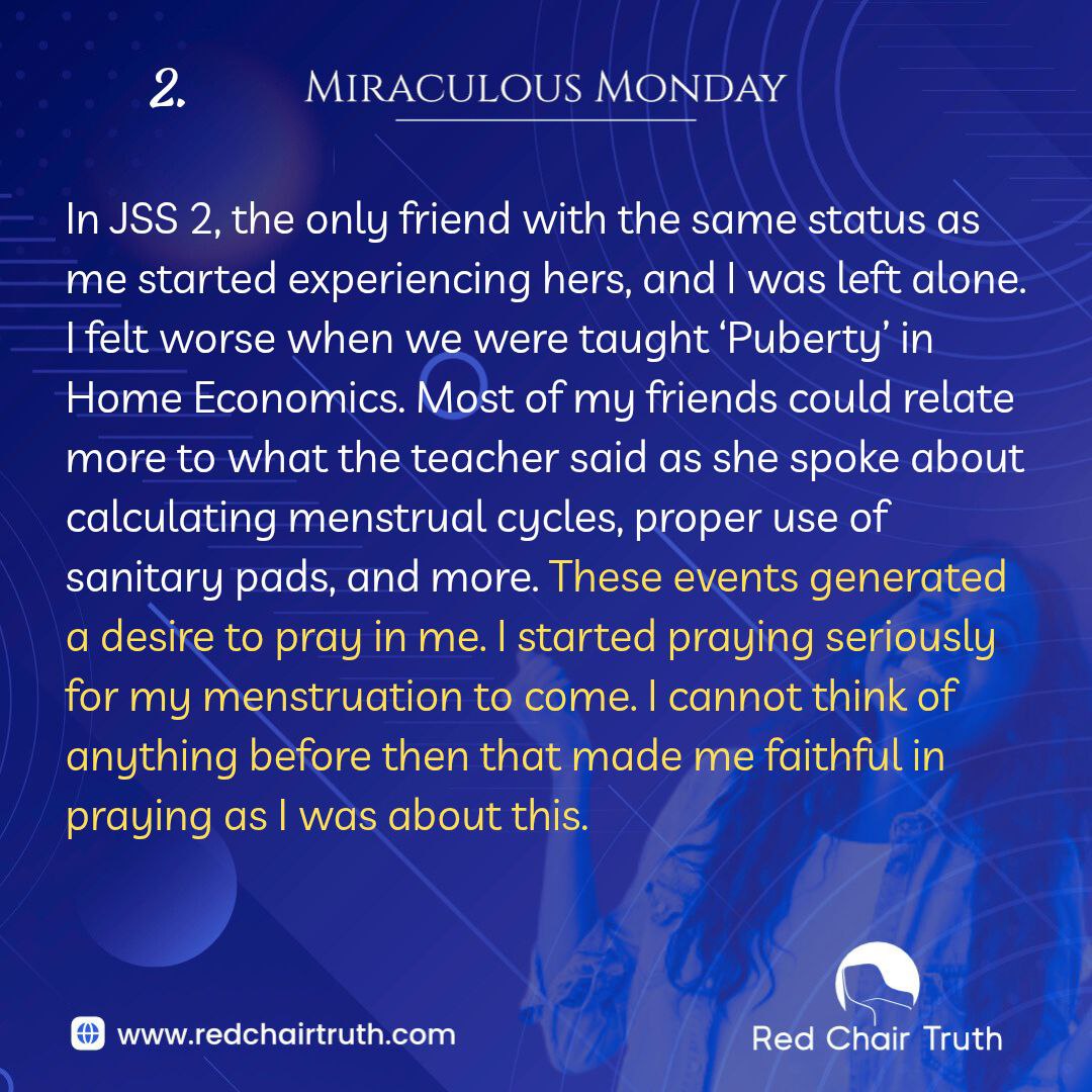 redchairtruth1's tweet image. Left behind in conversations she longed to understand, she began to believe something was wrong.
Words from friends planted fear about her future. So she prayed earnestly — everywhere, anywhere — asking God for mercy.

Don’t miss this Miraculous Monday.

#RedChairTruth