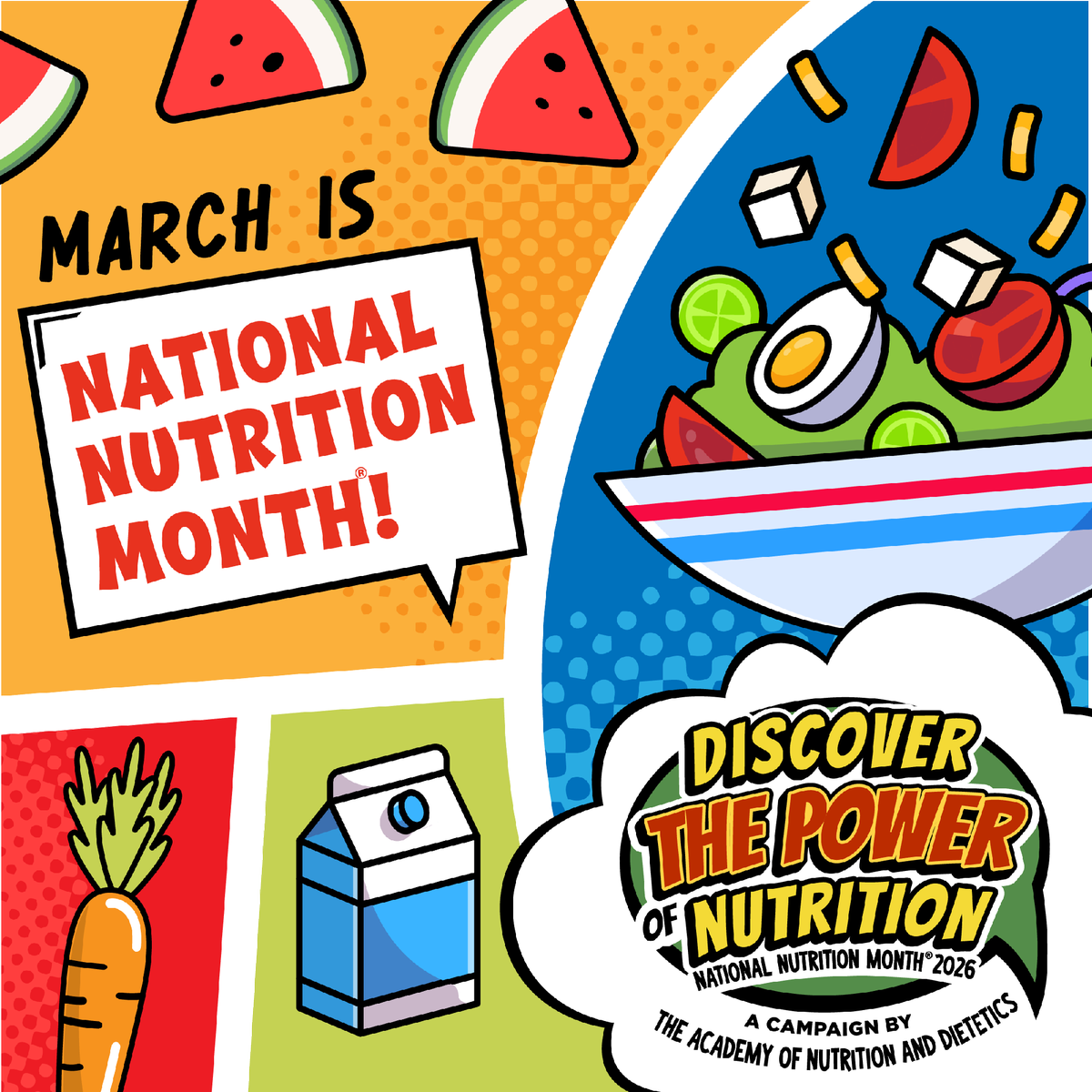 eatright's tweet photo. 🎉 We're rolling into the first week of #NationalNutritionMonth ready to celebrate! 🎉

🎈 Check out 50 ideas to get the party started this year: https://t.co/j2THdAJ1GX

#eatright #nutrition https://t.co/G5Fepk8inL