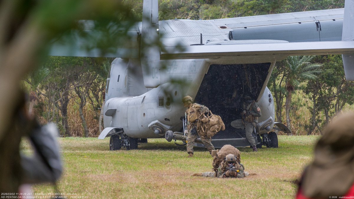 3月2日 11:28~11:35 MV-22B Osprey 降機した米海兵隊隊員は、地域を