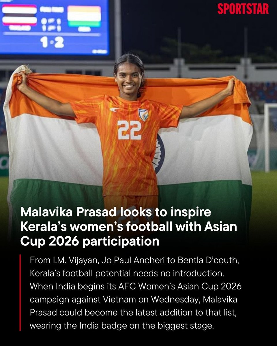 Being the only representative from Kerala in the 26-member Indian squad at the Asian Cup 2026, Malavika Prasad shoulders the responsibility of inspiring more youngsters from the State.

<a href="/JoanMathewJacob/">Joan Mathew Jacob</a> spoke to the winger from Kasaragod ahead of the competition.

Read his