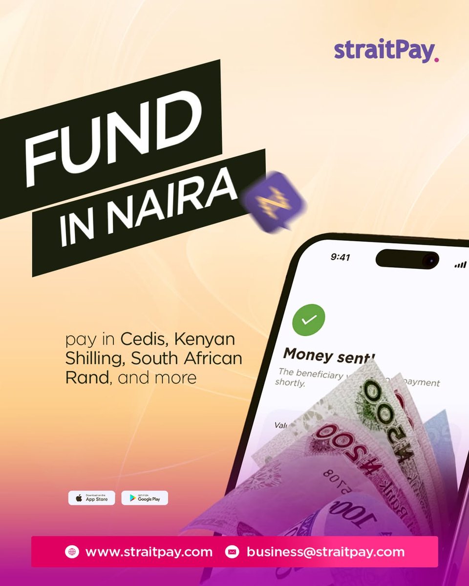 straitpay's tweet photo. Fund in naira, pay in Cedis, Kenyan shilling, South African Rand, and more

straitPay helps you send and receive payments across African countries without delays.

Transactions are completed in minutes, not days.

https://t.co/OTV5TRV306 - Click to open an account today. https://t.co/gVvU14RFnk