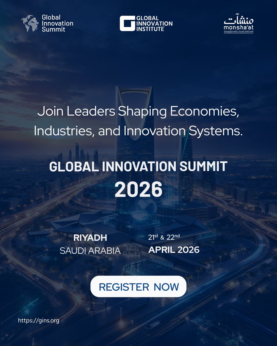 GlobalInSummit's tweet photo. Registration is open for the Global Innovation Summit 2026.

Join policymakers, enterprise leaders, and innovation architects for two days of strategic dialogue and execution-focused exchange.

Secure your place: https://t.co/Y5Z4ZRu3wB

#GInS2026 #Innovation #Riyadh https://t.co/lJCj9Zf39J