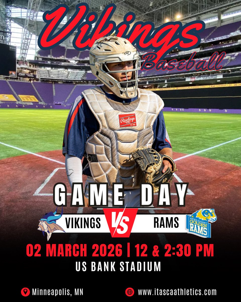 OPENING DAY!!

It’s game day and your Vikings take on Anoka-Ramsey CC at the bank for a double header at 12 &amp; 2pm.

#rollvikings