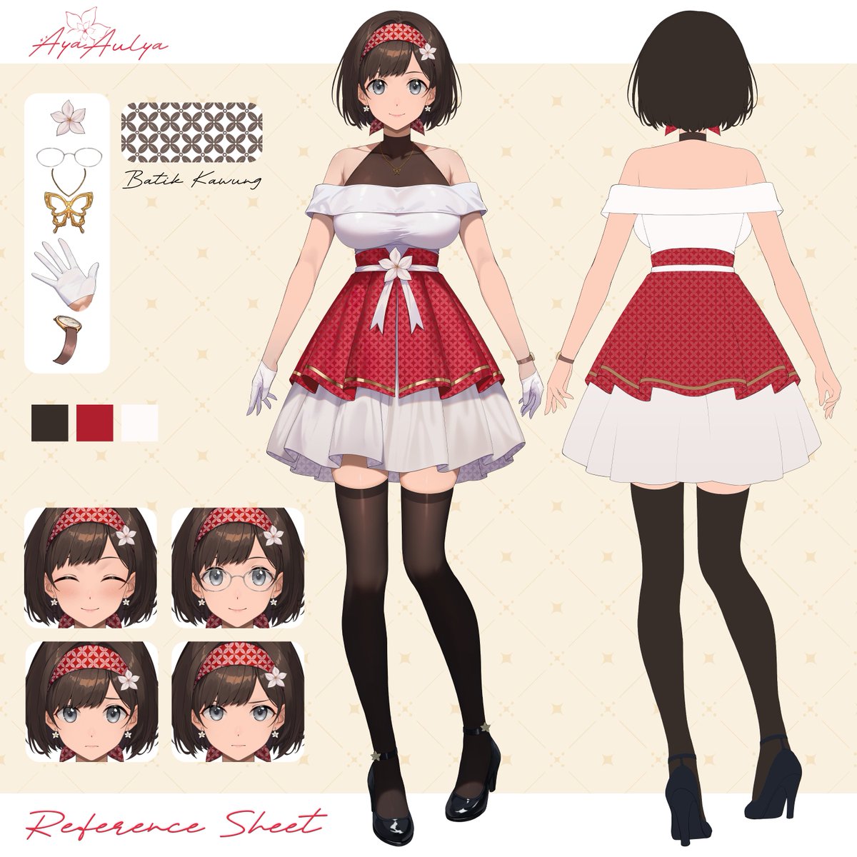 🐔 Aya Aulya Reference Sheet 🤍

Halo! Saya Aya Aulya. Salam kenal!
Silahkan character sheet buat yang mau bikin fanart atau cosplay saya hehe 🐔

Hashtag:
General - #ayaaulya
Fanart - #gambarinaya
Clip - #clipayaya
Meme - #ayahaha

Fanname: #KandangAyam