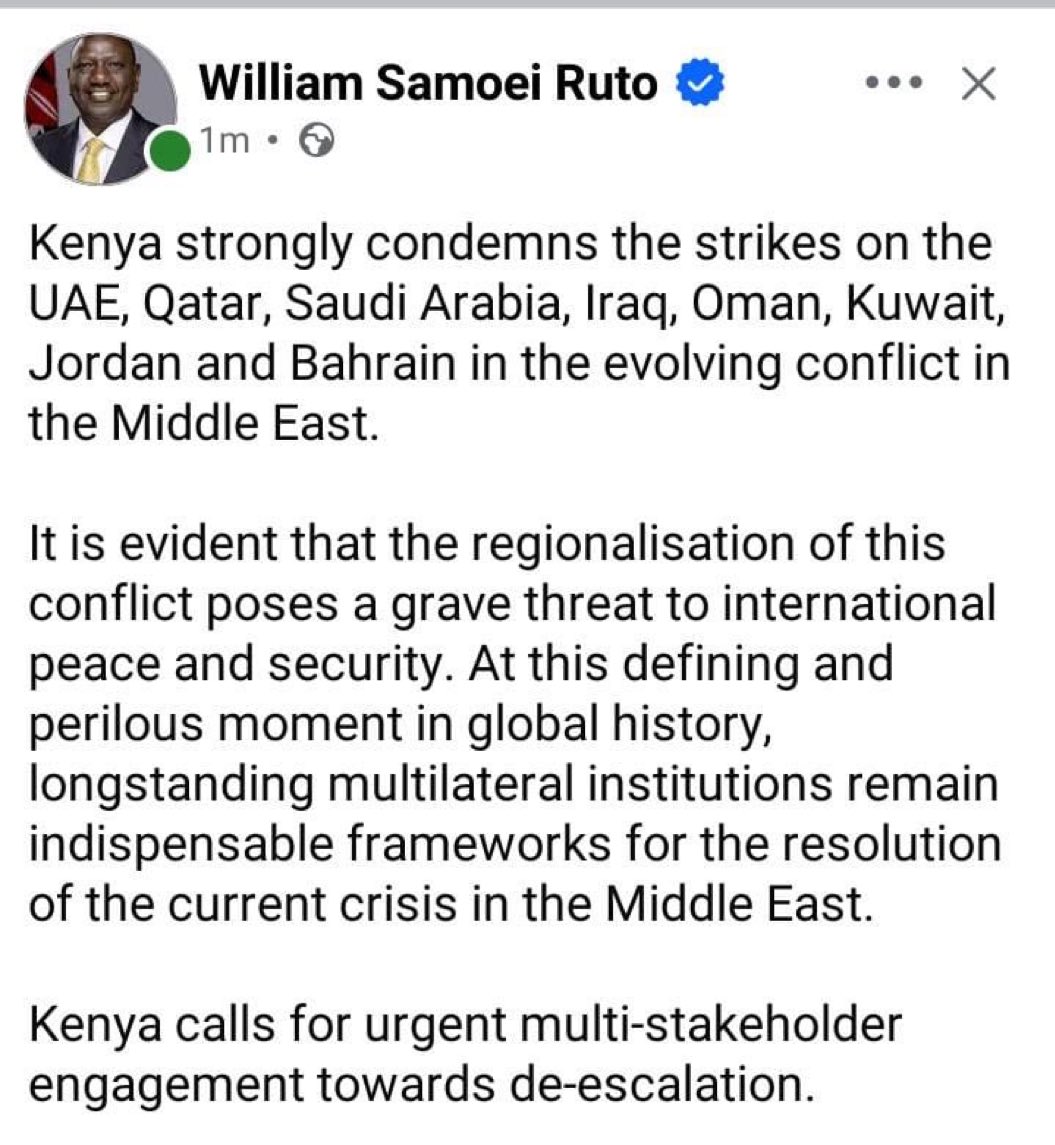 This Kenyan Idiot—an American and Israeli slave—has never condemned the Israeli genocide in Palestine, the unprovoked vicious attacks by Israel and USA on Iran, Venezuela, Lebanon, Yemen, Iraq, Afghanistan and Syria. #RutoMustGo 
#IsraelTerroristState #TrumpEpsteinPedoCoverUp