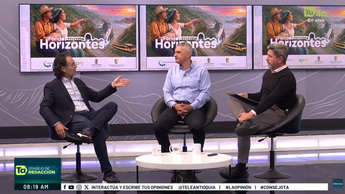 Teleantioquia's tweet photo. El gobernador @AndresJRendonC y el alcalde @FicoGutierrez informaron que el anuncio que iban a hacer en Hidroituango era el de la creación del Fondo Horizontes. Con este se garantizará que los recursos que Hidroituango se destinen a dos proyectos transformadores de región: el Gran Ferrocarril de Antioquia, concebido como motor de desarrollo y pieza clave para la competitividad presente y futura, y el Plan Maestro de Acueducto y Alcantarillado con el que se llevarán servicios públicos dignos a todo el departamento, empezando por el acueducto de Urabá.