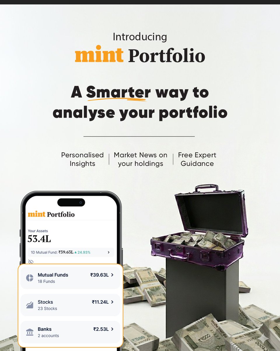 livemint's tweet photo. X/Twitter: Introducing Mint Portfolio
Upgrade to a smarter way to analyse your portfolio

#MintPortfolio #Mint #PortfolioAnalysis https://t.co/VILDbAhAEt