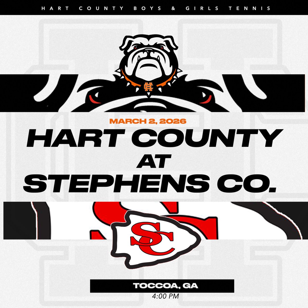 HartCoSports's tweet image. IT'S MATCH DAY for the HCHS Boys and Girls Tennis teams as they travel to Stephens County to take on the Indians.  #LETSGODOGS