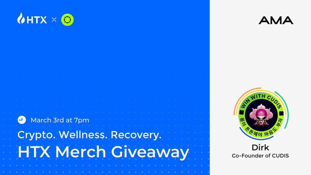 HTX_Global's tweet photo. 🎙️ LIVE on X Spaces with HTX!
We’re diving into crypto, wellness, and recovery with @CudisWellness.

Want in?
✅ RT + Drop your questions below 👇
✅ Follow @HTX_Global 
If your question gets picked, you’ll score HTX merch.

Set your reminder here: https://t.co/BgDN7Y2sa5 https://t.co/XLG5pTW2Pu