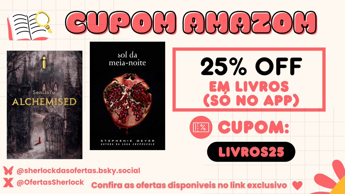 OfertasSherlock's tweet photo. Cupom Amazon 

📚 25% OFF em Livros (só no APP)

🎟️ Cupom: LIVROS25

https://t.co/QEUZ0fE9iK
https://t.co/QEUZ0fE9iK
https://t.co/QEUZ0fE9iK

📚 Teste grátis o Kindle Unlimited:  https://t.co/qHuEtaq9r5 https://t.co/3H8NxHVZ8R
