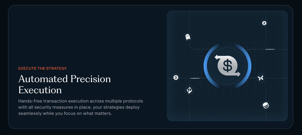 LynraAI's tweet photo. 4/

Execute with precision.

Lynra deploys your strategy securely, privately, and seamlessly across multiple DeFi protocols, without manual intervention.
Transactions are handled with enforced safeguards in place, so your capital moves intelligently while you focus on what matters.