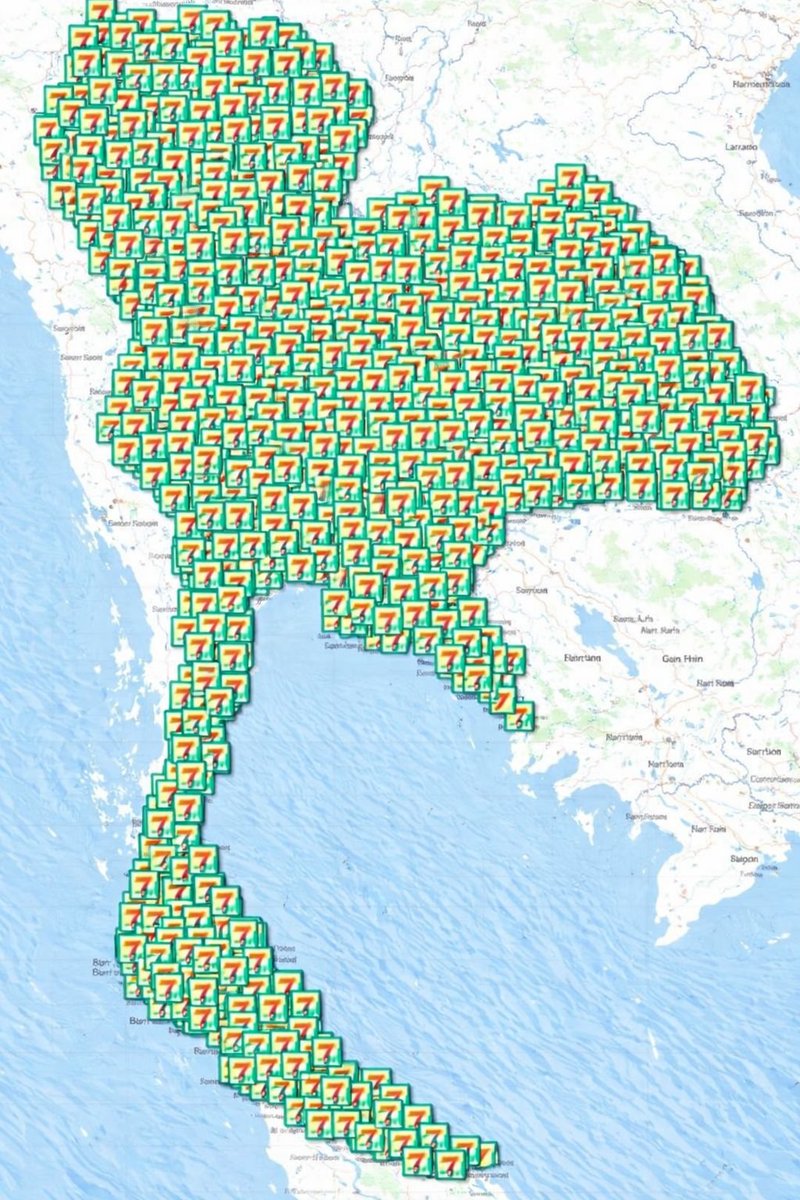 PersonalThai's tweet photo. This would be a total map of all the 7/11 in Thailand please let me know if I forgetten any? https://t.co/hBoOtLgA1V