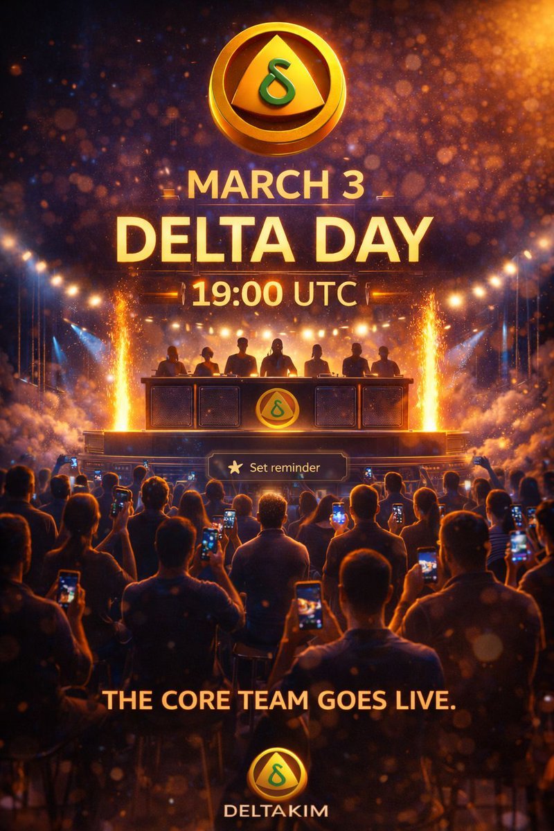 🚨 MARCH 3rd — DELTA DAY 🚨

✨ DELTA DAY IS TOMORROW 🎉
👉 The first official Delta Day.

And yes, the CORE TEAM goes live.

🎙 Real voices
📊 Real updates
❓ Live Q&amp;A
⏳ No filters. No scripts.

📅 March 3rd
⏰ 19:00 UTC
📍 Live on X Spaces <a href="/TheDeltaKim/">Delta Kim</a>

If you’ve been mining…