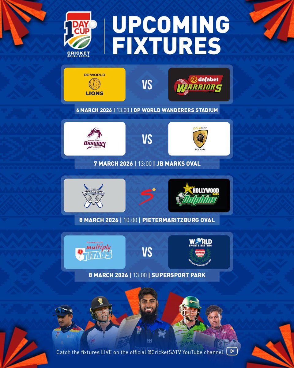 DomesticCSA's tweet photo. Heat Of The Contest! ๐ฅ
Statements were made, rivalries reignited, and the tone was set as the #1DayCup kicked off over the weekend. ๐๐
Now we head into the next round of fixtures with momentum building and everything still to play for. ๐
#WozaNawe #ItsFamilyTime https://t.co/dn2dmnFGrw