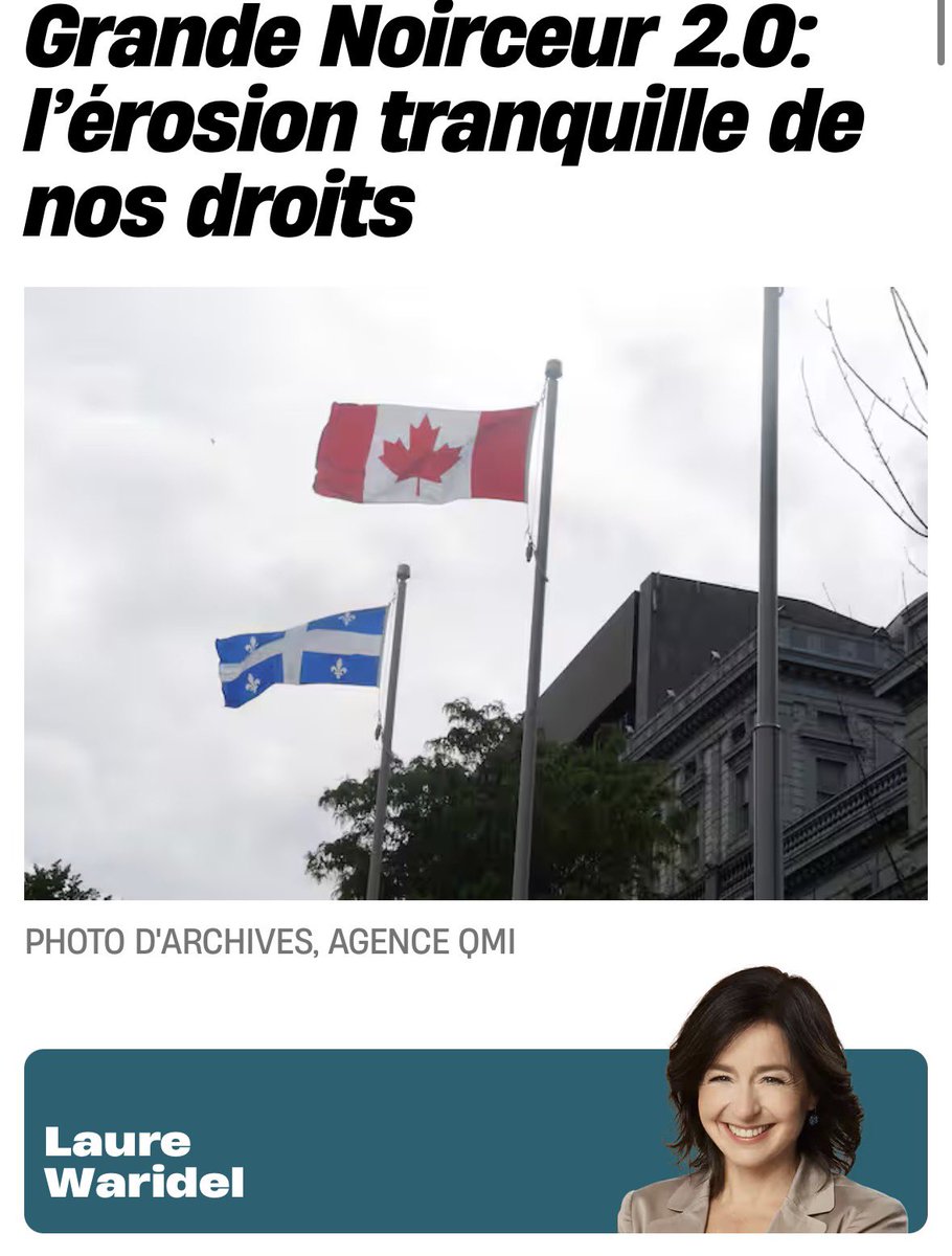 donna_197's tweet photo. 🚨Québec, Canada 🇨🇦 

⏰RÉVEILLE TOI, Mon QUÉBÉCOIS, car BIENTÔT tu n’auras plus AUCUN DROIT et crois moi, TES ENFANTS ne te le PARDONNERONT PAS! 🤨

🚨👉🏼“ Aujourd’hui, une nouvelle noirceur s’abat. On assiste à l’érosion de nos droits sociaux et environnementaux, jusqu’alors tenus pour acquis.

📍Dérives autoritaires
Au-delà du projet de constitution que j’ai dénoncé la semaine dernière, nous faisons face à une véritable tempête de projets de loi et de lois qui portent atteinte à l’état de droit et à l’environnement.

En novembre dernier, le 🚨👉🏼Barreau du Québec disait craindre « l’érosion de l’état de droit ». Il sonnait l’alarme quant aux risques de dérives autoritaires.

📍Depuis, la situation n’a cessé de s’empirer. 

🚨👉🏼Même le droit de manifester est attaqué par le projet de loi 13 de la CAQ qui porte atteinte à la liberté d’expression et de réunion pacifique. Le gouvernement veut aussi élargir les pouvoirs policiers.

📍Jusqu’où laisserons-nous cette Grande Noirceur 2.0 s’abattre sur nous ?

Pour que nos enfants grandissent dans un pays où la justice sociale et environnementale protège leurs libertés autant que leur santé, 🚨👉🏼c’est d’une Révolution tranquille 2.0 dont nous avons besoin. ”