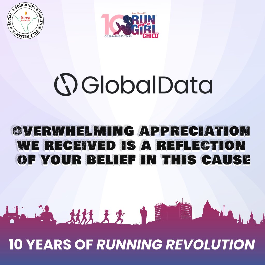 sevabharathitg's tweet photo. Behind every successful movement are partners who believe in the cause.
Thank you to our sponsor @globaldataplc for supporting RFGC 10 and helping us take another strong step toward empowering girls and women.
#rfgc #runforagirlchild #sevabharathi #freedomoil https://t.co/EDZt0O9UcS