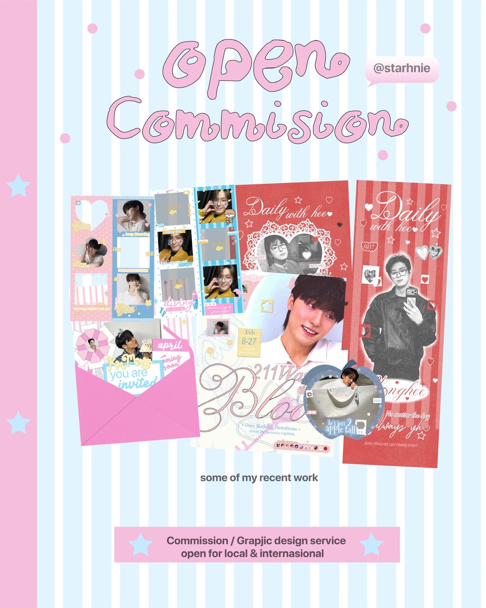 starhnie's tweet photo. —  starhnie open commission 💭 for march
 
🪽open for any design [poster, frame event, and more!!] https://t.co/Oet5Kn7SBW