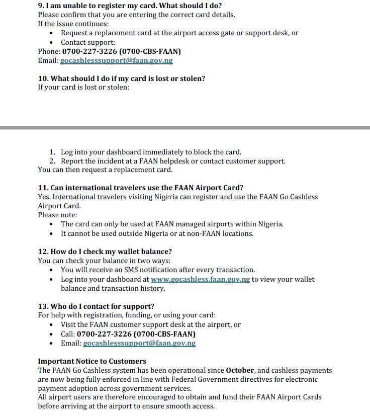 femiadebimpe's tweet photo. These are the frequently asked Questions (FAQs) about @FAAN_Official Cashless Policy
#GoCashlessCard #aviationToday https://t.co/8AfGOeNJUM