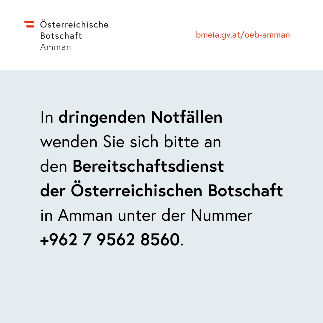 Due to the tense regional situation, follow local authorities’ instructions. If a siren sounds, move indoors and away from windows. Flight restrictions and airspace closures in Jordan are frequent—please check with your airline for updates.